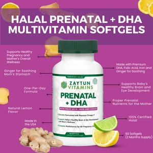 Halal Prenatal Vitamins + DHA & Ginger